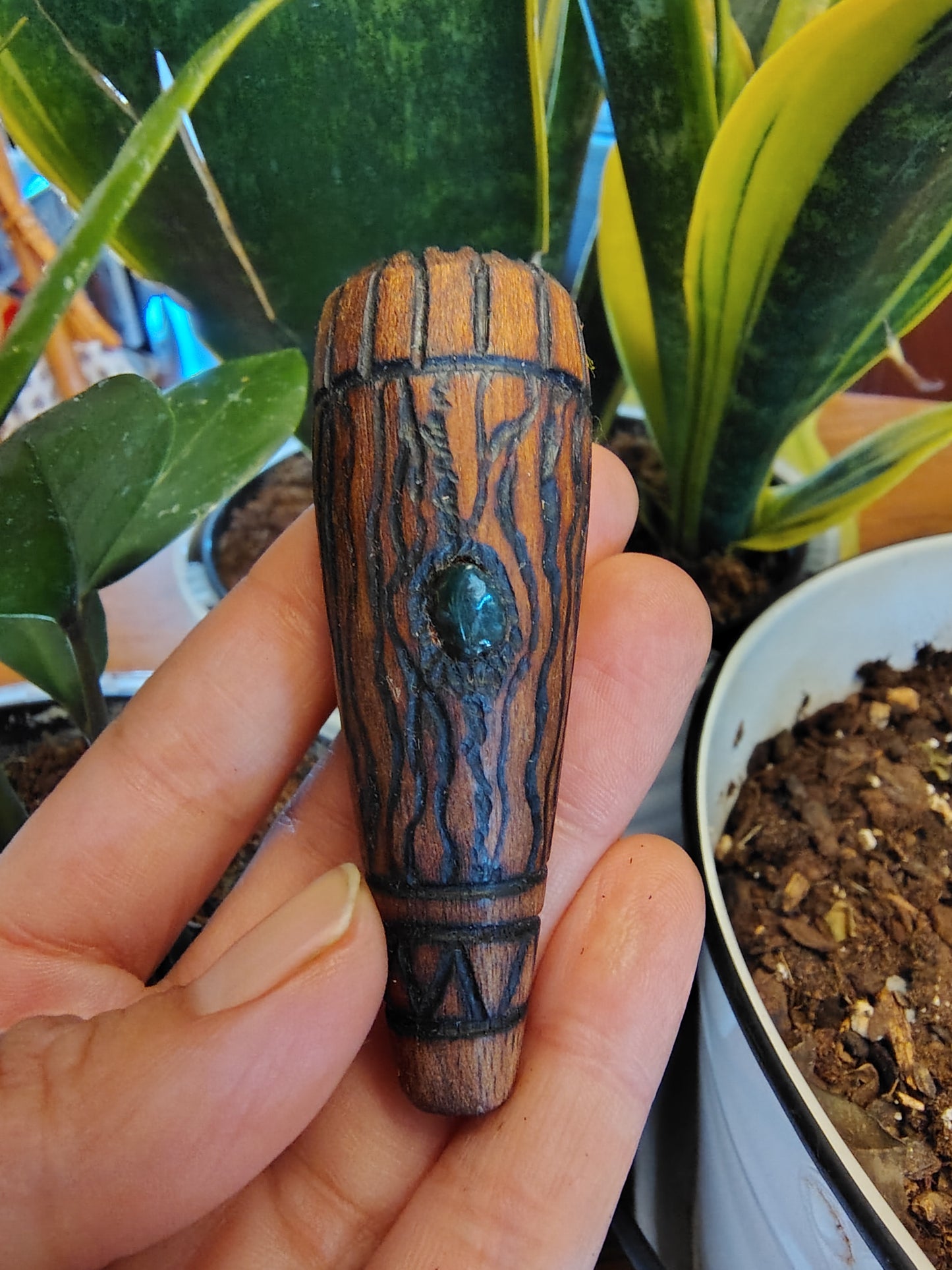 Solid Walnut with a Moss Agate Inlay