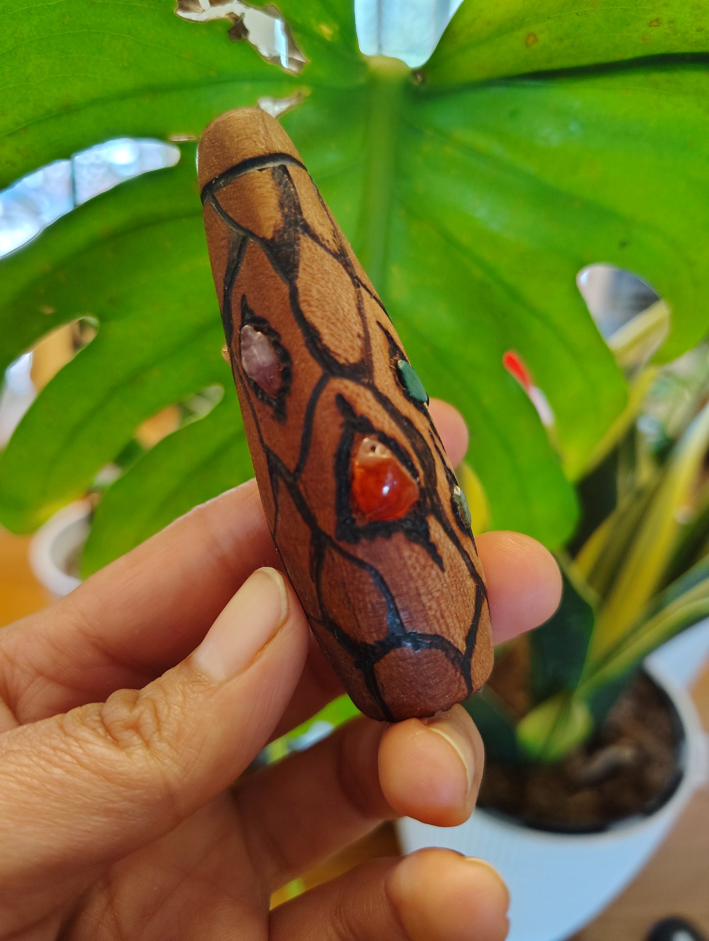 Scaled Cherry Chillum with a chaos pattern Inlay