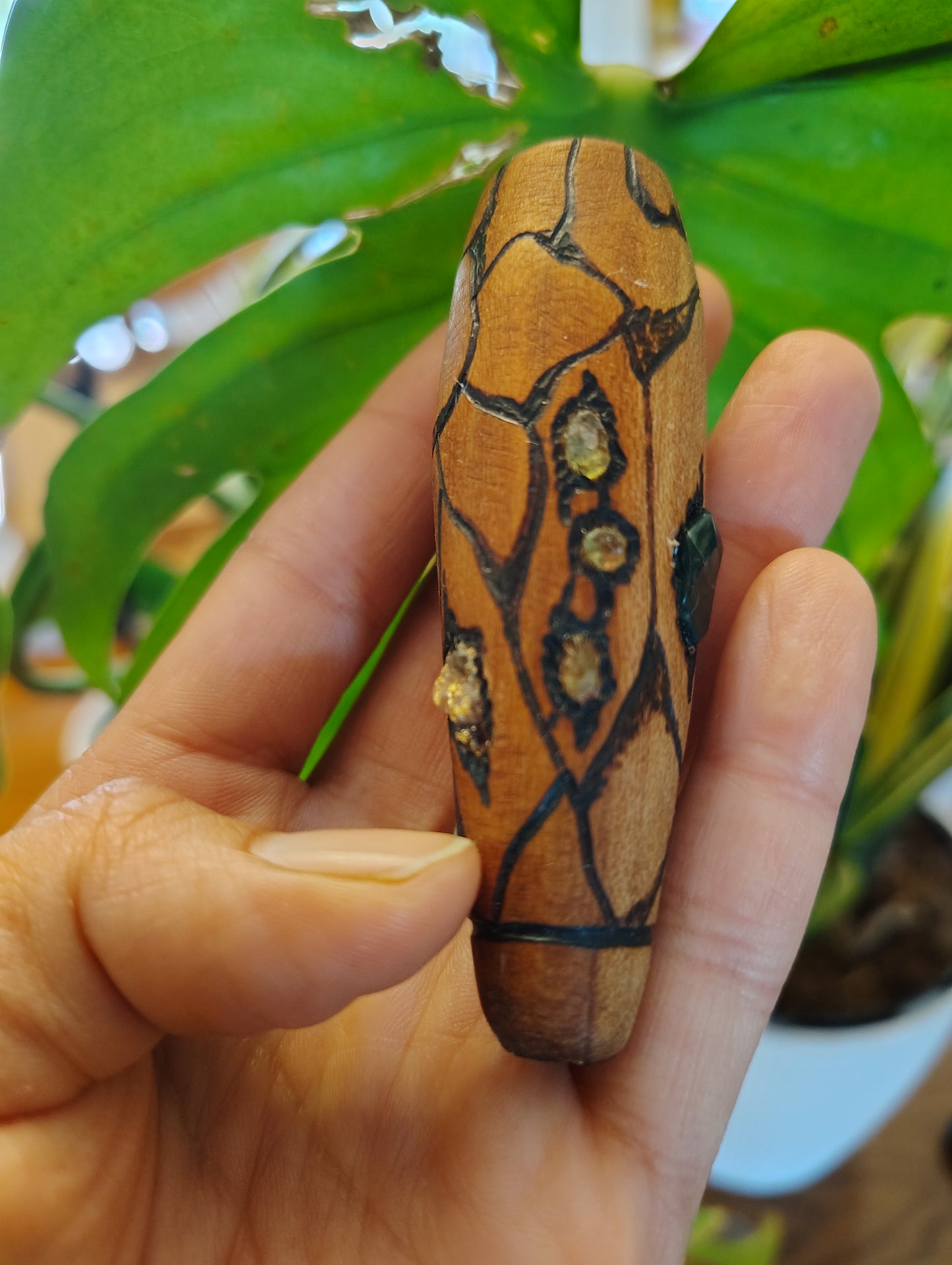 Scaled Cherry Chillum with a chaos pattern Inlay